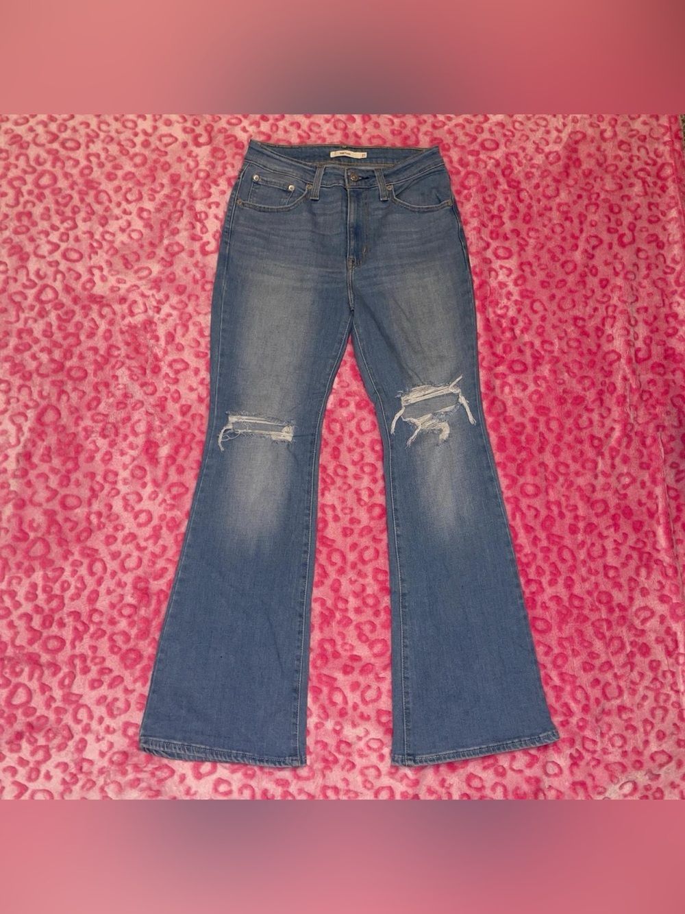 Levi’s 726 hi-rise distressed flare jeans